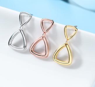 Anting-anting Wanita Bersalut Emas 925 Sterling Perak Berganda Segitiga