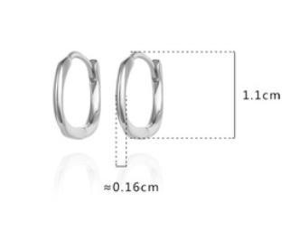 Anting-anting Bujur Bersalut Emas Siri Geometrik 925 Sterling Silver