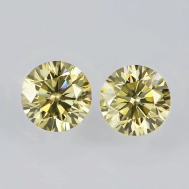 6.0-7.0mm Kuning Berkualiti Tinggi DEF Round Brilliant Cut Moissanite untuk Pembuatan Barang Kemas