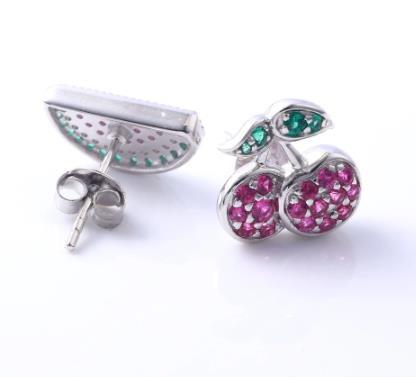 Anting-anting Buah-buahan Cantik 925 Sterling Silver Anting-anting Permata bersalut emas