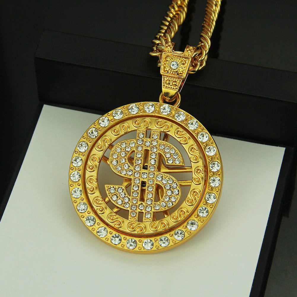 Kalung Loket Dolar Emas Hip Hop