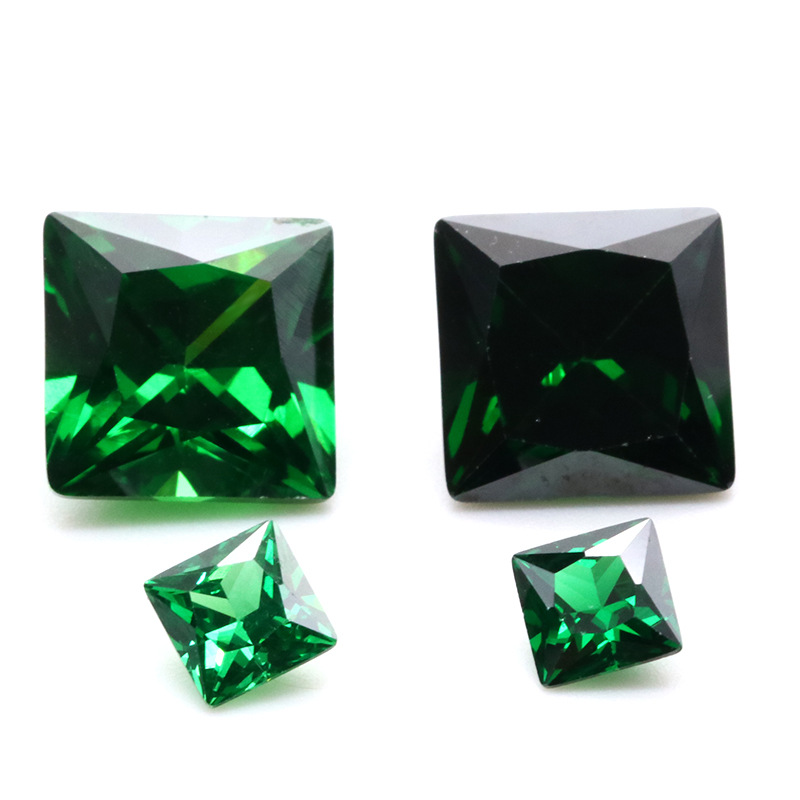 Kilang Borong 3EX Green VVS Princess Cubic Zirconia