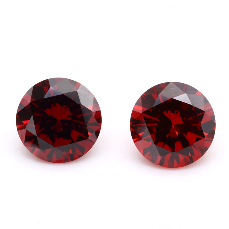 Garnet Red Cubic Zirconia Round Section Batu Padanan