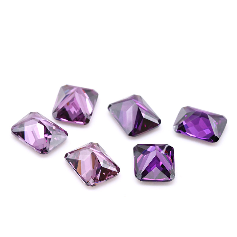 Warna Fuchsia 3A Crystal DEF VVS 3EX Zirkonia Kubik Segi Empat