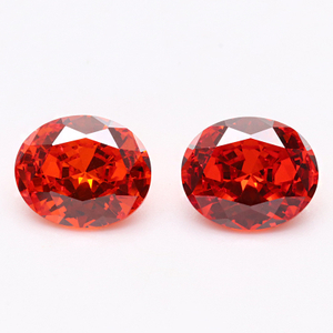 5A 3EX D VVS Bright Red Oval Cubic Zirconia untuk Barang Kemas