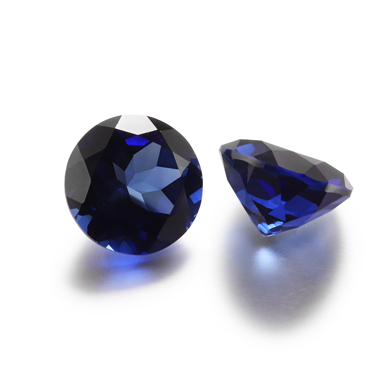 Potongan Bulat Biru Tua Cubic Zirconia Berkualiti Tinggi