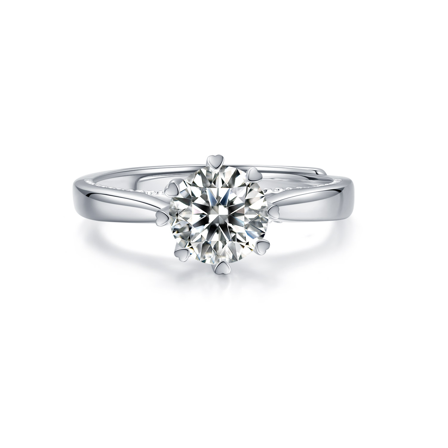 Wuzhou Barang Kemas Rekaan Halo Eternity Moissanite Diamond Sterling Silver Cincin Perkahwinan