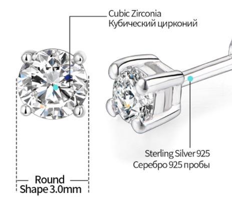 925 Sterling Silver 5A Cubic Zirconia Anting-Anting Barang Kemas Wanita Hadiah Krismas