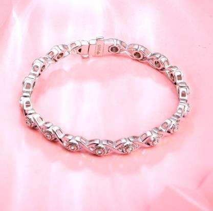 925 Sterling Silver 18K Tenis Gelang Batu Mosan Wanita Gelang Pesona