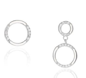 Asymmetric Double Circular 925 Sterling Silver Subang Comel bersalut emas