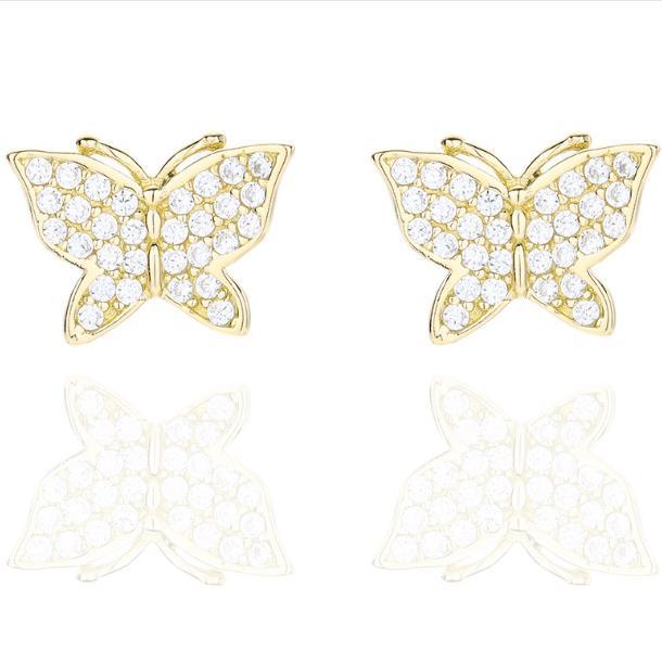 Anting-anting Comel Wanita Moissanite Butterfly 925 Sterling Silver Plated