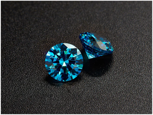 3.0-4.0mm Berkualiti Tinggi DEF Pusingan Brilliant Cut Blue Moissanite untuk Membuat Barang Kemas