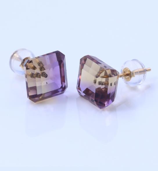 Subang Fesyen Bersalut Perak Amethyst 925 Sterling Persegi