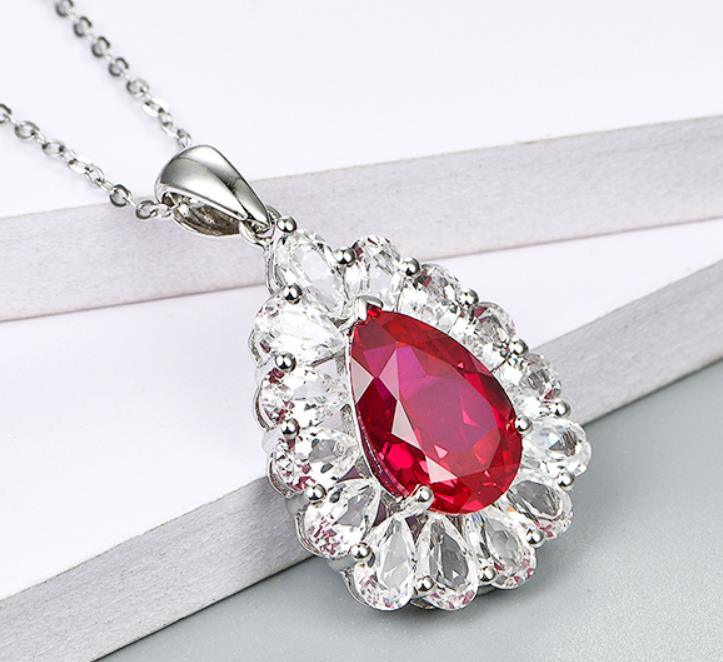 Loket Perak Sterling Merah Ruby Mencipta Loket Hadiah Loket Perak Wanita Ruby Merah