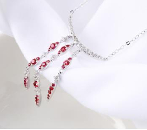 Loket Pertunangan Barang Kemas Perak 925 Sterling Wanita Kalung Ruby