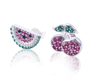 Anting-anting Buah-buahan Cantik 925 Sterling Silver Anting-anting Permata bersalut emas