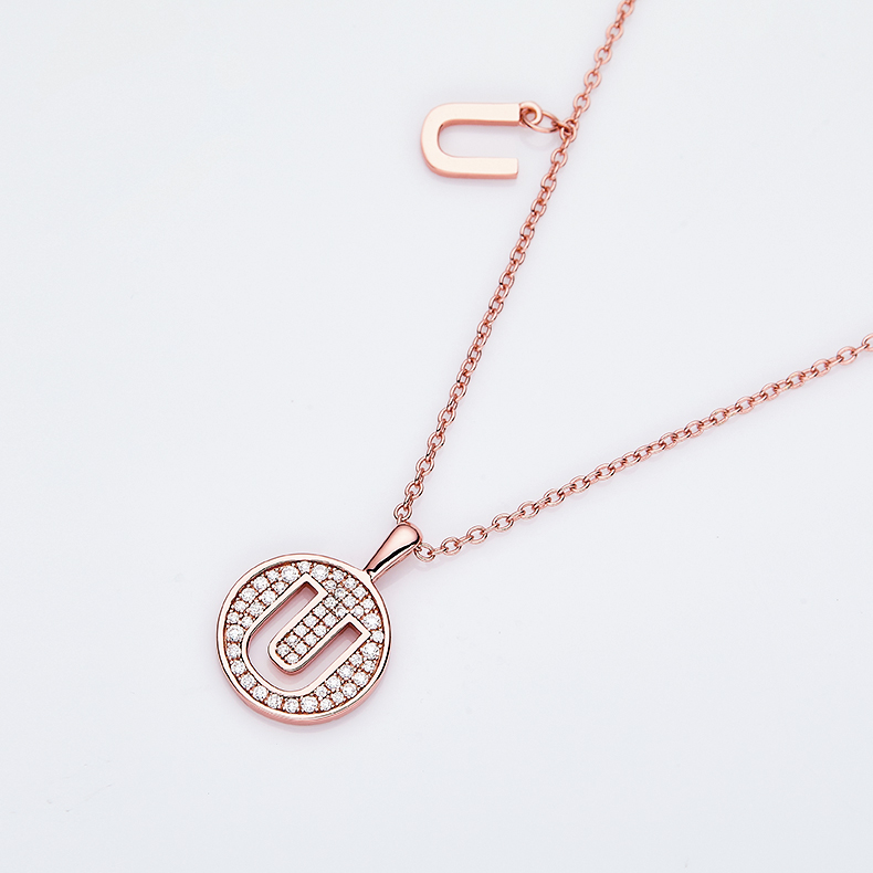 Siri abjad U Lovely Rose Gold Kalung