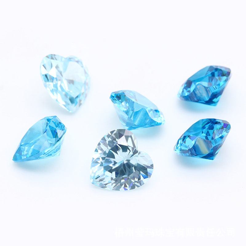 Kilang Borong 3A Blue Heart Cut Cubic Zirconia