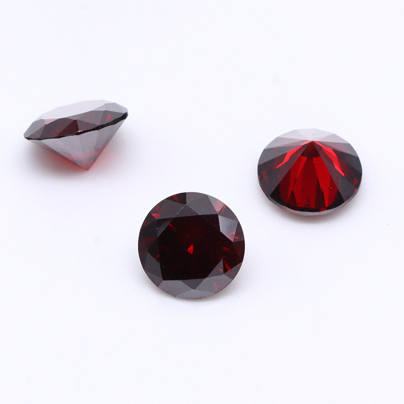 Garnet Red Cubic Zirconia Round Section Batu Padanan