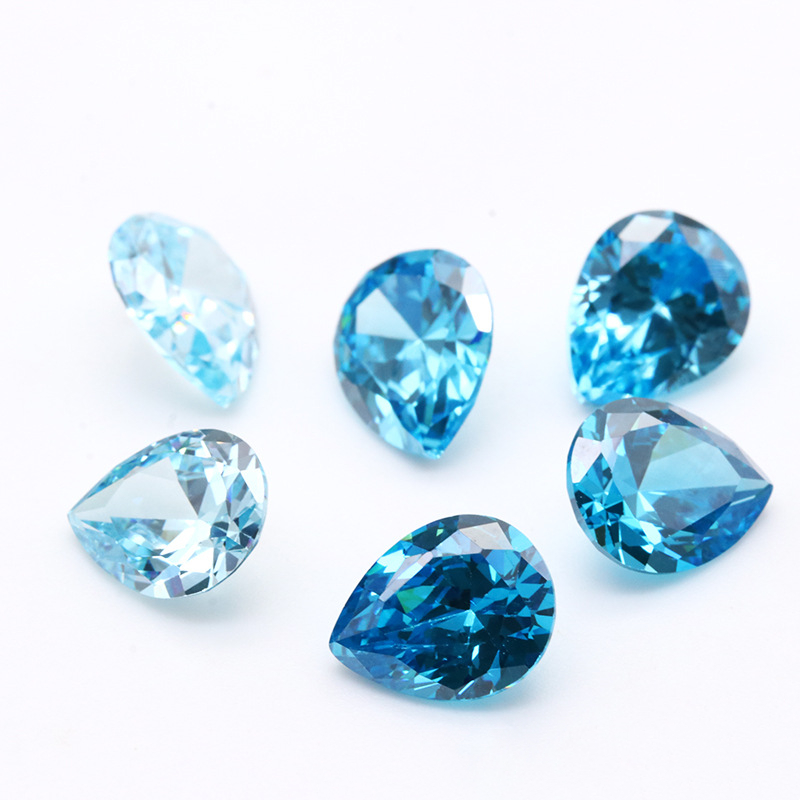 Hot 3A Blue Pear Berbentuk VVS Cubic Zirconia