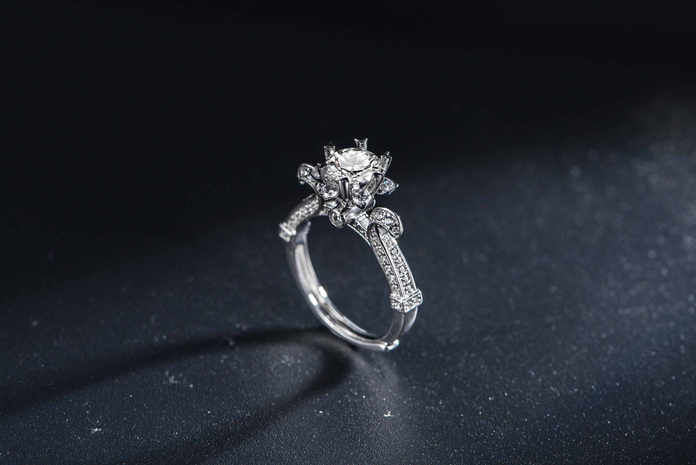 CINCIN Cadangan Romantik Rekaan Bunga Cincin Moissanite Bersalut Platinum Perak 925 Sterling