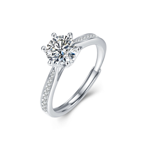 Cincin Moissanite 14k Putih Bersalut Emas 925 Sterling yang indah