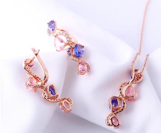 Set Barang Kemas Permata Fesyen Wanita Anting Kalung Berkualiti Tinggi