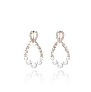 Anting-anting Wanita Bersalut Emas Moissanite Pearl 925 Sterling yang Elegan