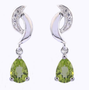 Anting-anting Fesyen Bersalut Perak 925 Sterling Elegan Permata Hijau Zaitun