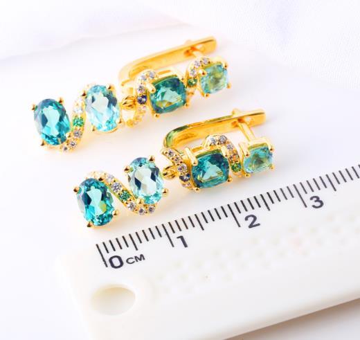 Anting-anting Fesyen Emas 14K Bersalut Perak 925 Perak Biru