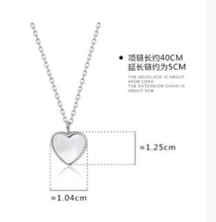 S925 Syiling Perak Mother Shell Love Clavicle Chain Aksesori Kecil Segar