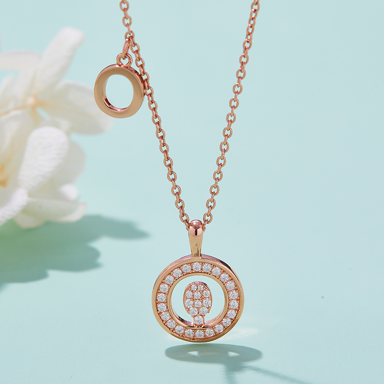 Siri abjad O Lovely Rose Gold Kalung