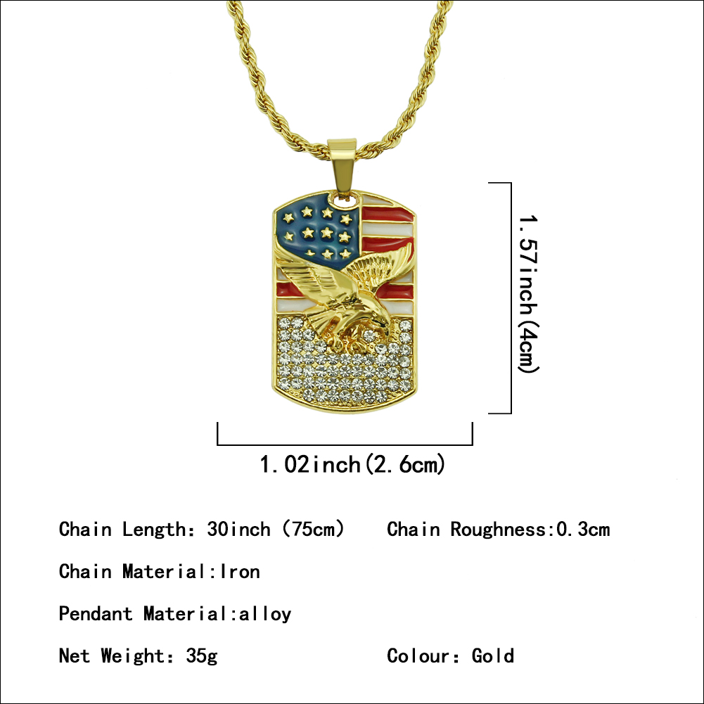 Loket Kristal Bertatah Kalung Helang Amerika Hip Hop