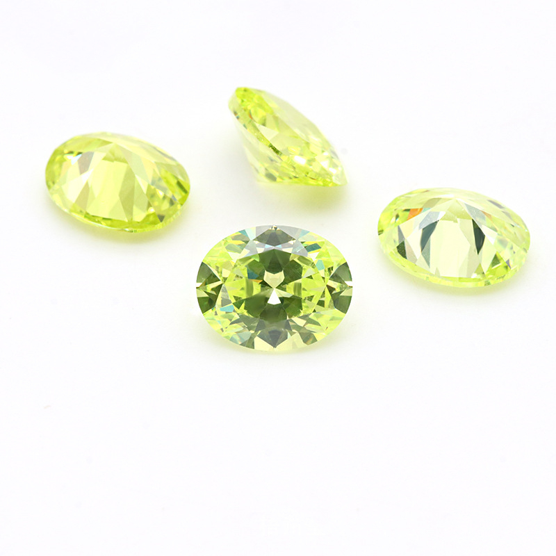 3EX Apple Green 5A Oval Cubic Zirconia