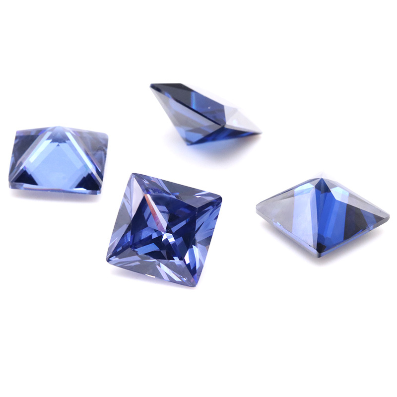 Kilang Borong 3EX Biru Tua VVS Princess Cubic Zirconia