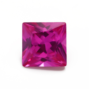 3# Princess Ruby Synthetic Ruby Square Sudut Tegak Berujung Batu Terlanjang