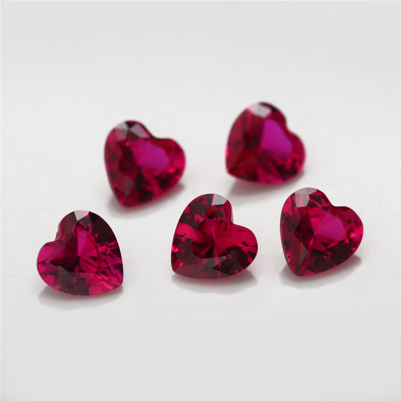 8# Heart Red Corundum Tiruan Ruby Wuzhou Synthetic Corundum Borong