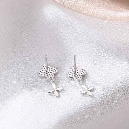 Anting-anting Wanita Bersalut Perak 925 Sterling Clover