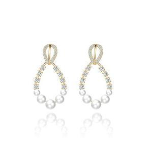 Anting-anting Wanita Bersalut Emas Moissanite Pearl 925 Sterling yang Elegan