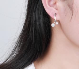 Anting-anting Bersalut Emas Perak 925 Sterling yang Anggun Mutiara Jalinan