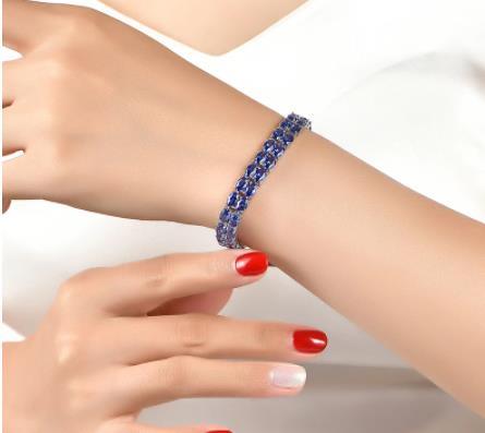 Gelang Barang Kemas Perak Sterling Tanzanite Perhiasan Cantik Gaya Mewah