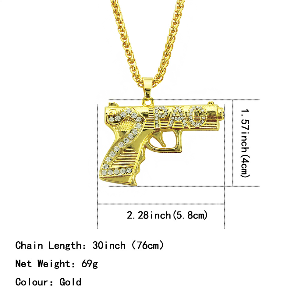 Pistol Hip Hop Dan Perhiasan Fesyen Loket Kalung Surat