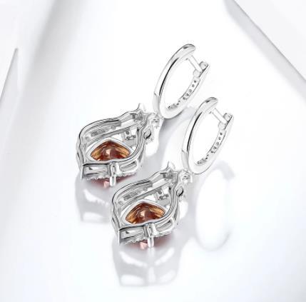 Anting-anting Pear 925 Sterling Silver Saduran Emas Subang Permata Wanita