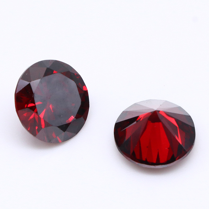 Garnet Red Cubic Zirconia Round Section Batu Padanan