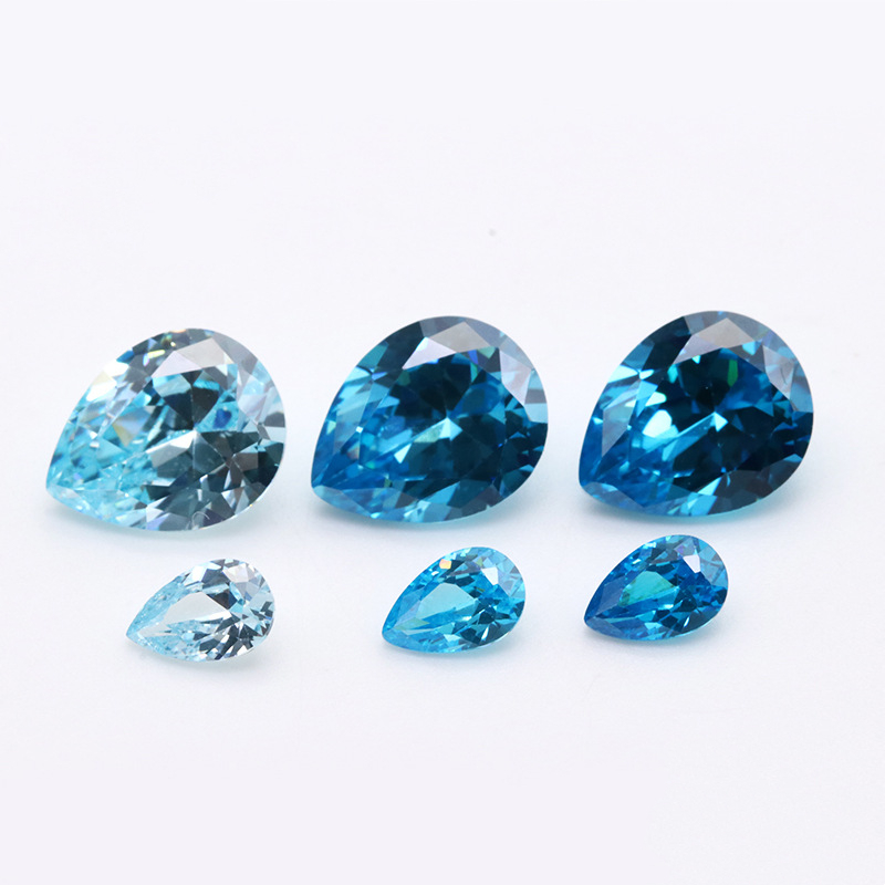 Hot 3A Blue Pear Berbentuk VVS Cubic Zirconia