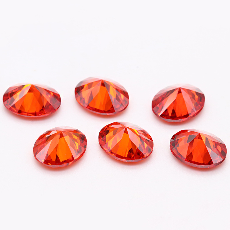 5A 3EX D VVS Bright Red Oval Cubic Zirconia untuk Barang Kemas