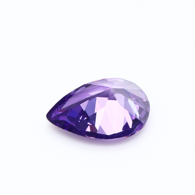 3EX D VVS Dark Purple Pear Cut Cubic Zirconia