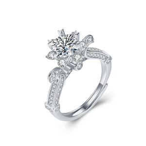 CINCIN Cadangan Romantik Rekaan Bunga Cincin Moissanite Bersalut Platinum Perak 925 Sterling