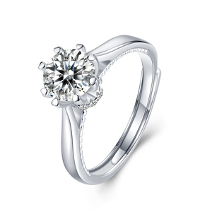 Cincin Berlian Moissanite Popular S925 Sterling Silver Cincin Set Perhiasan Perak Wanita