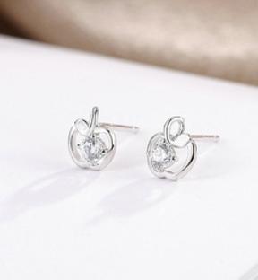 Subang Comel Bersalut Emas Siri Buah Apple 925 Sterling Silver